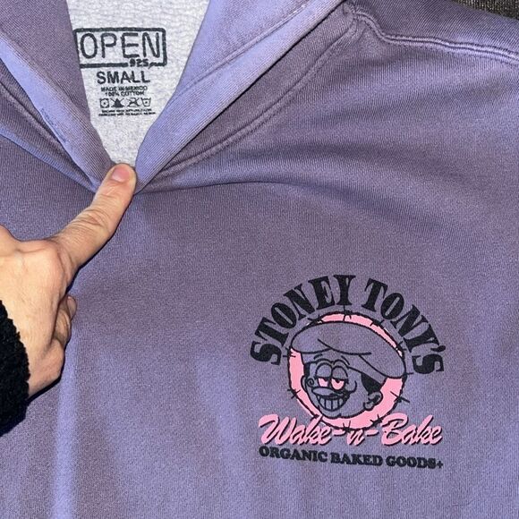 Open 925 Stoney Tony’s Wake and Bake Goods Lavender Purple Small Hoodie Unisex - Picture 3 of 9